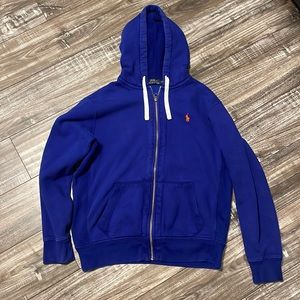 Polo by Ralph Lauren Blue and Orange Zip Up Hoodie Sweater